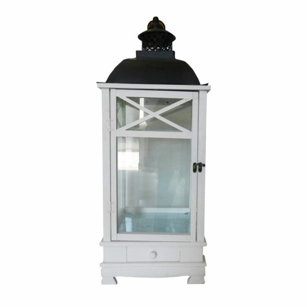 Lanterna in legno bianca - h 78 cm