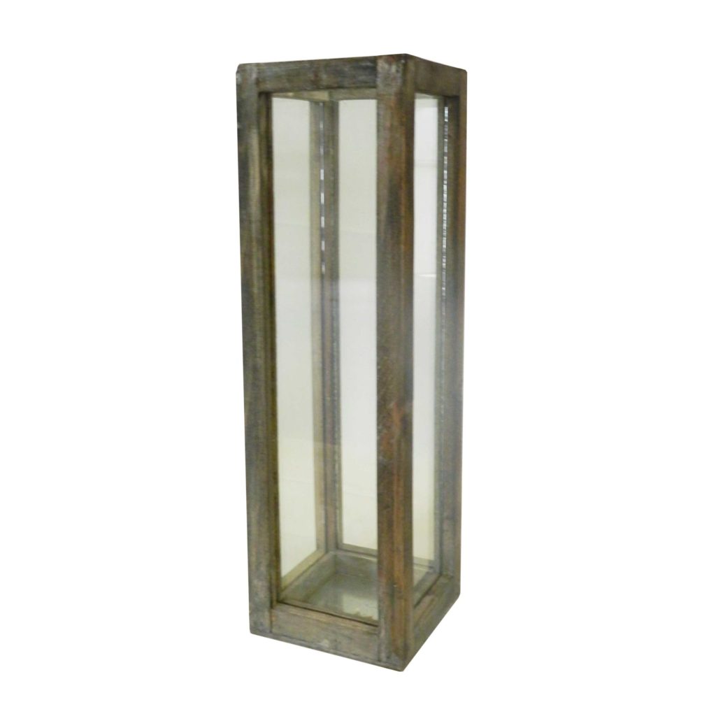 Lanterne a scalare in legno grigio - 3 pezzi