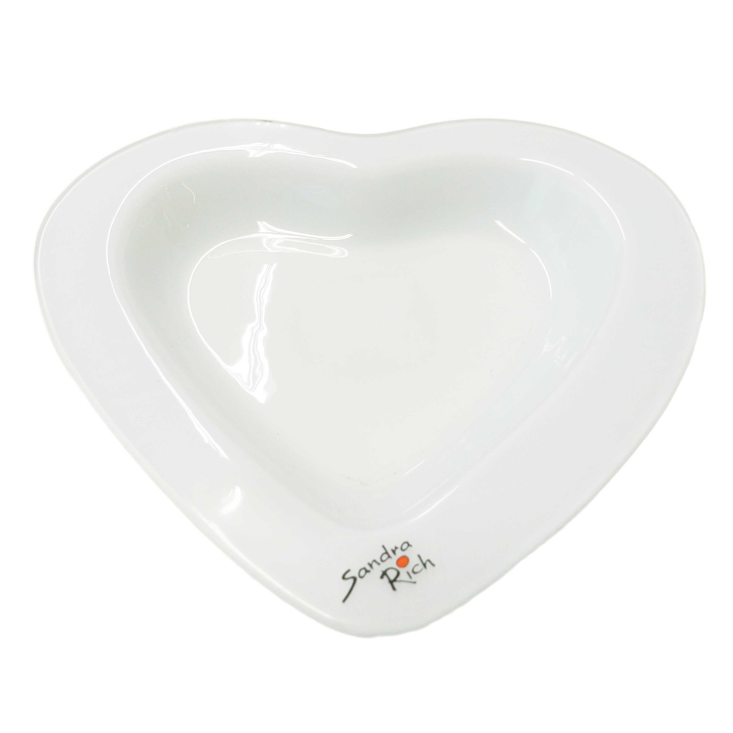 Piatto a cuore in vetro bianco Sandra Rich