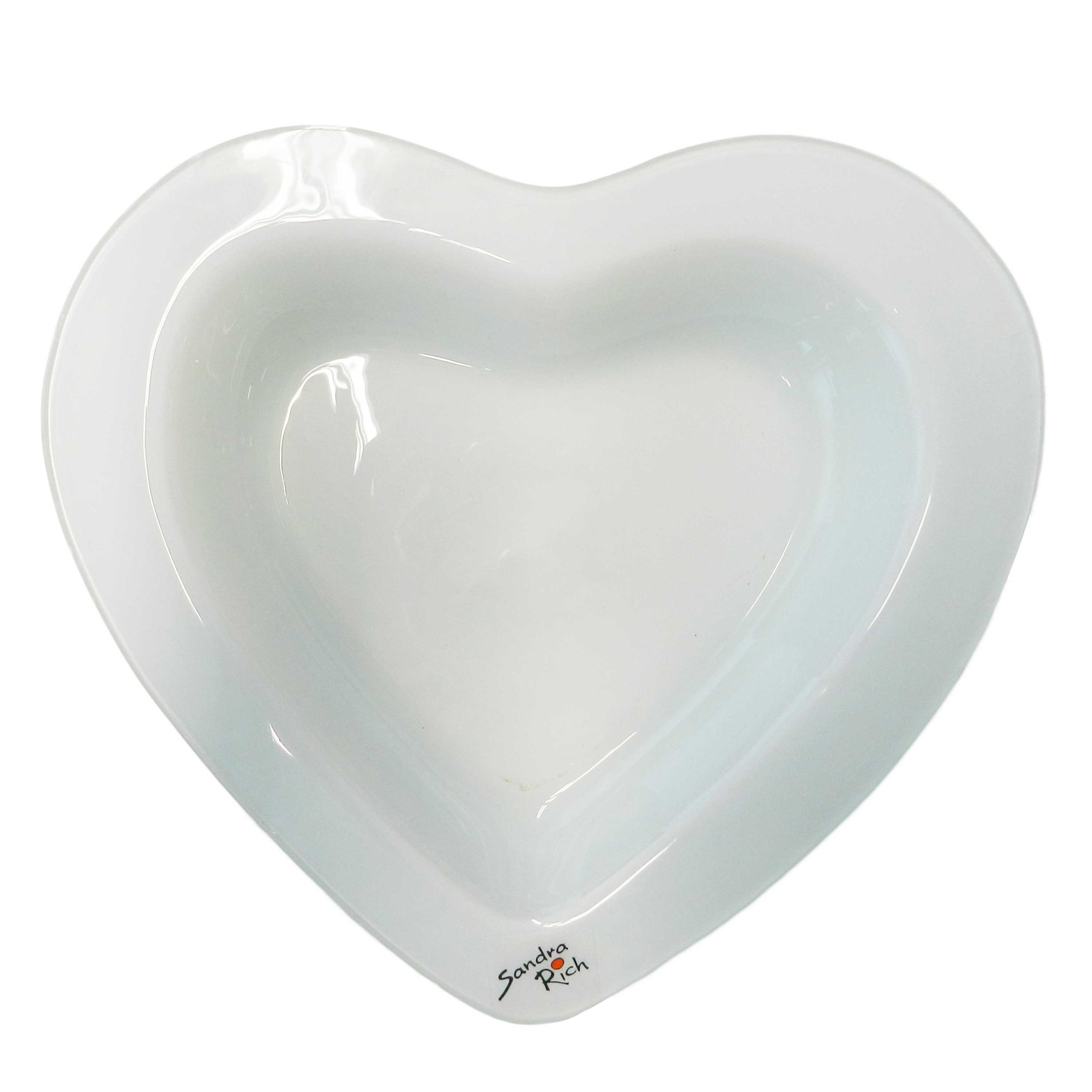 Piatto a cuore in vetro bianco Sandra Rich