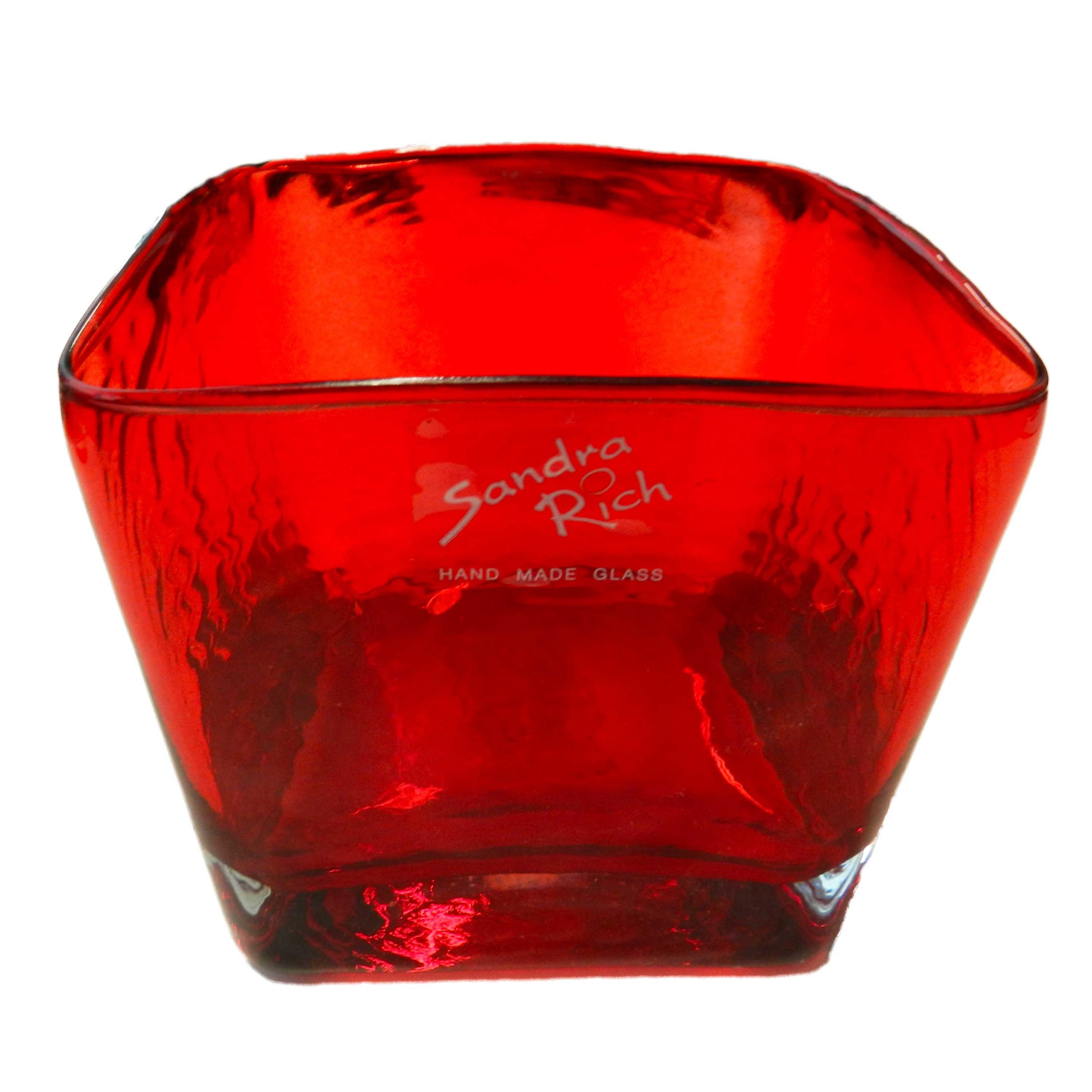 Vaso in vetro rosso a base quadrata Sandra Rich