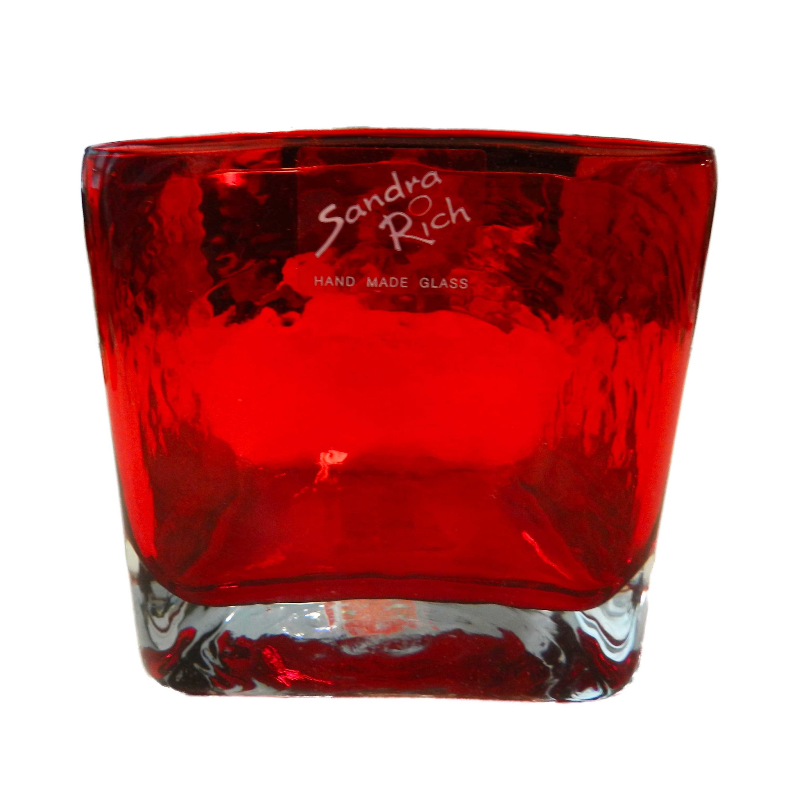 Vaso in vetro rosso a base quadrata Sandra Rich