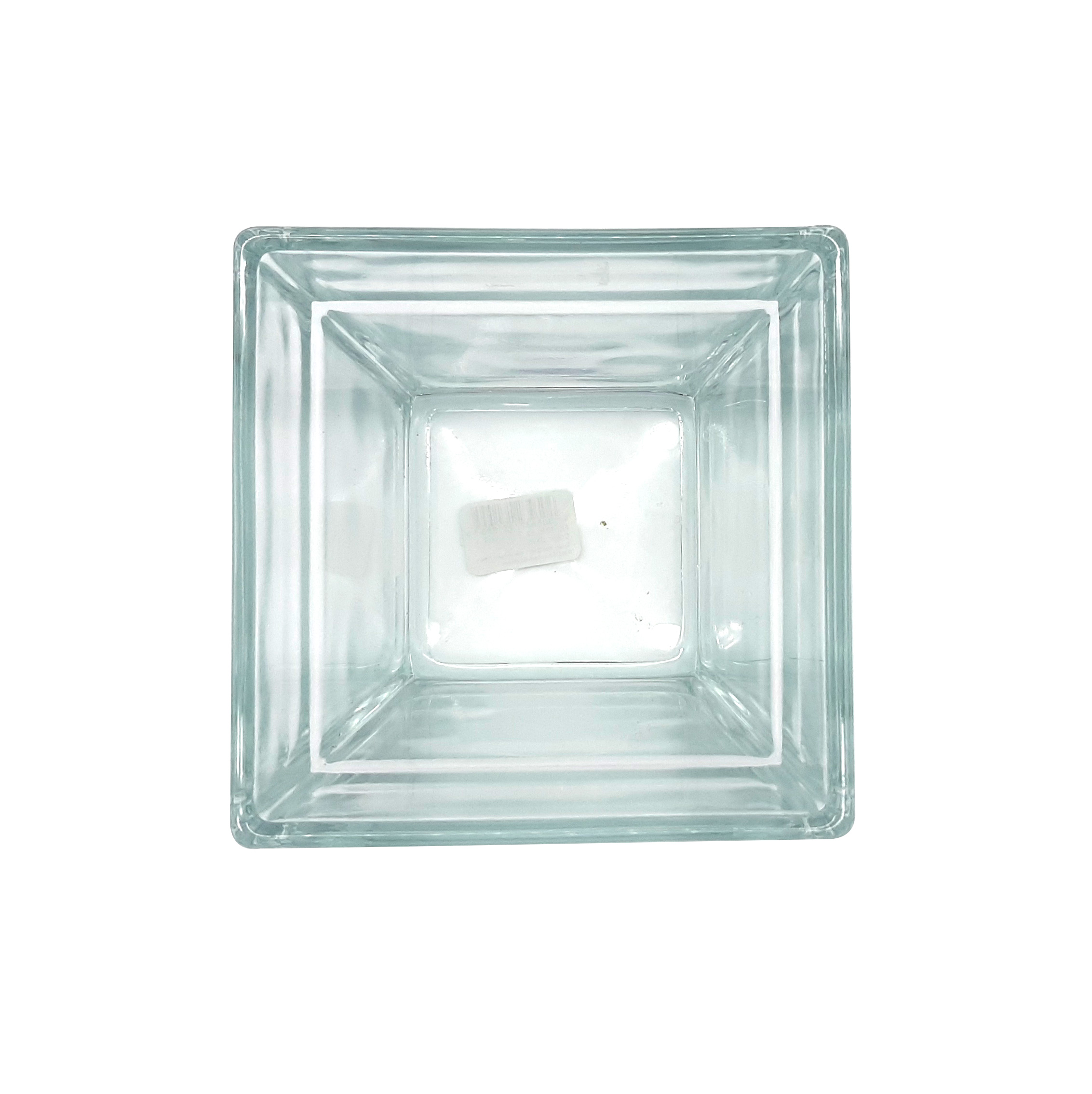 Vaso in vetro quadrato con bordo a fascia