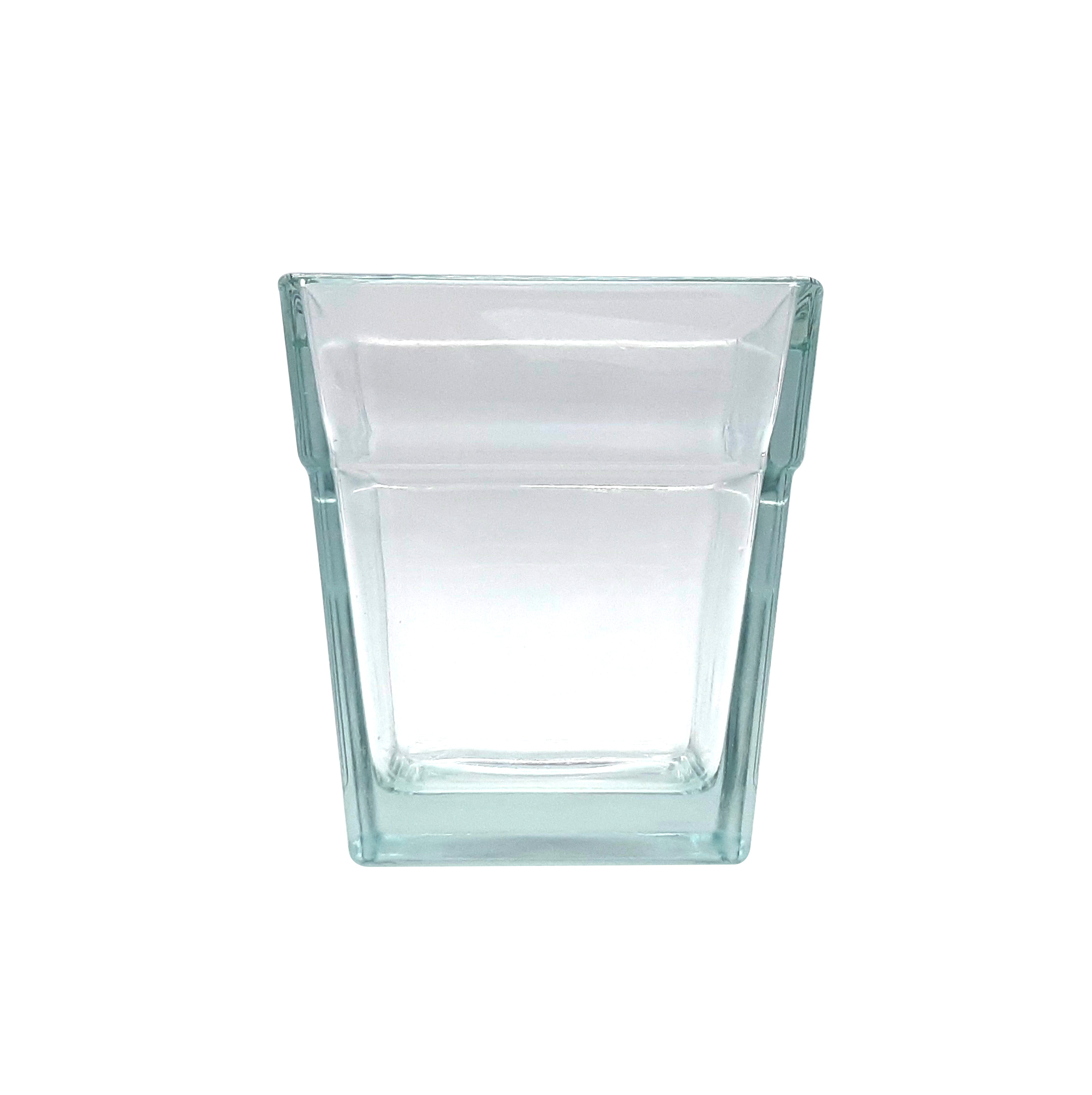 Vaso in vetro quadrato con bordo a fascia
