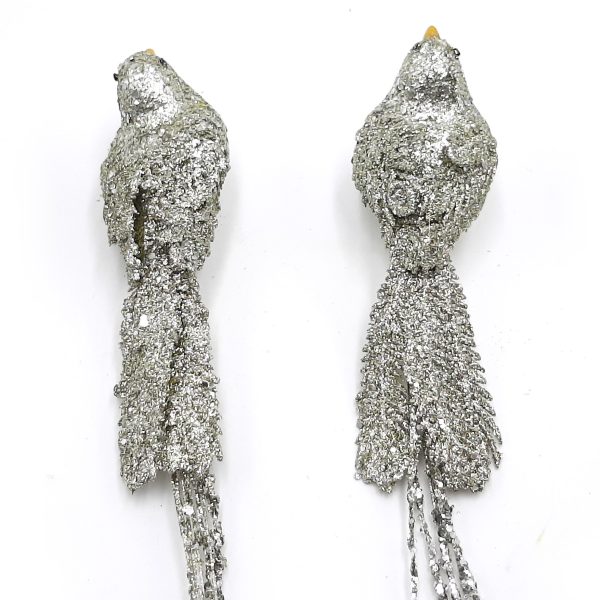Uccellini decorativi glitter - 4 pezzi