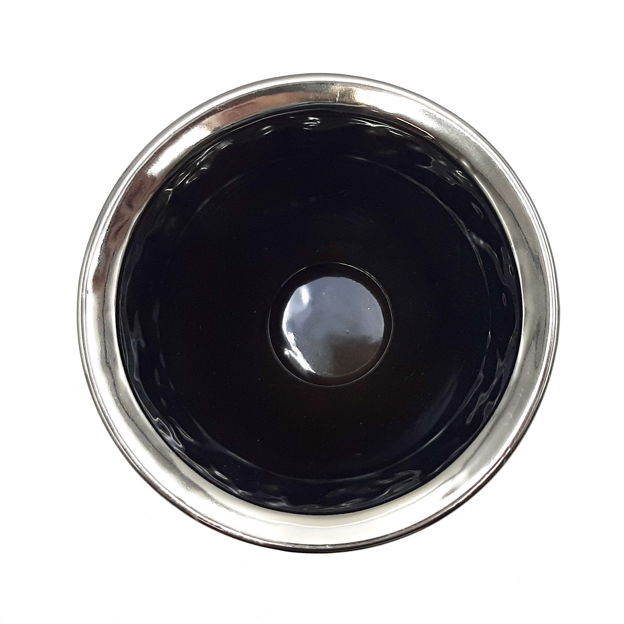 Vaso in ceramica argento anticato con fascia in rilievo