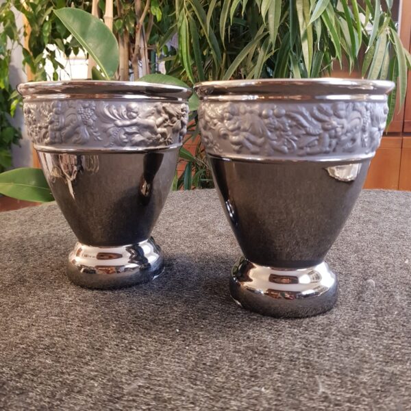 vaso in ceramica argento anticato