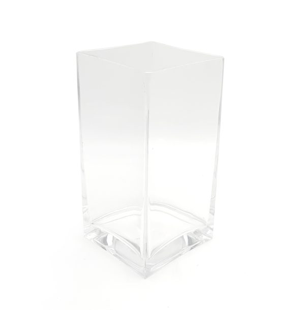 Vaso in vetro spesso base quadrata - h 28 cm