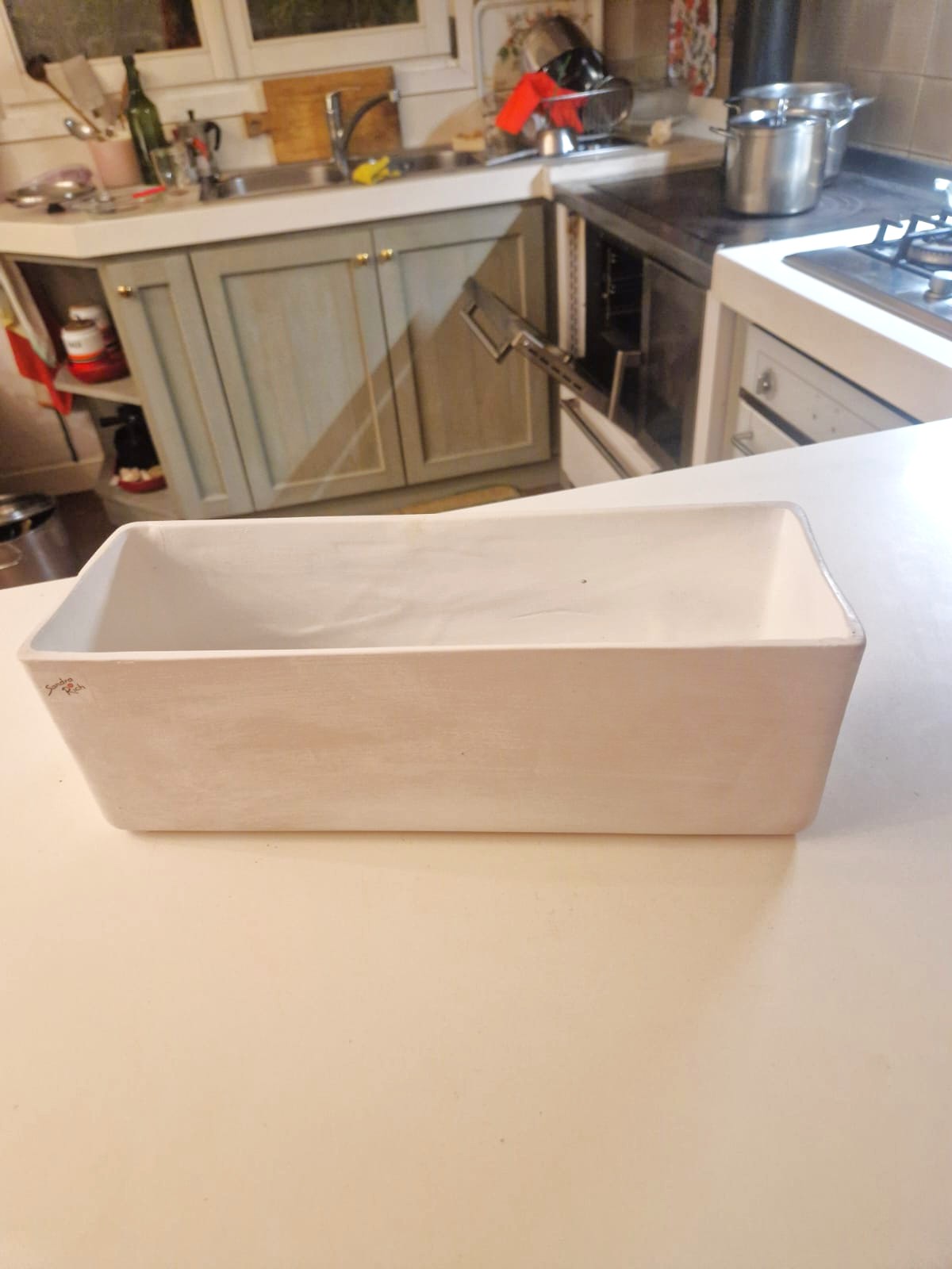 vaschetta rettangolare ceramica bianca alta