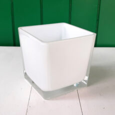 Cubo in vetro bianco - 12 cm