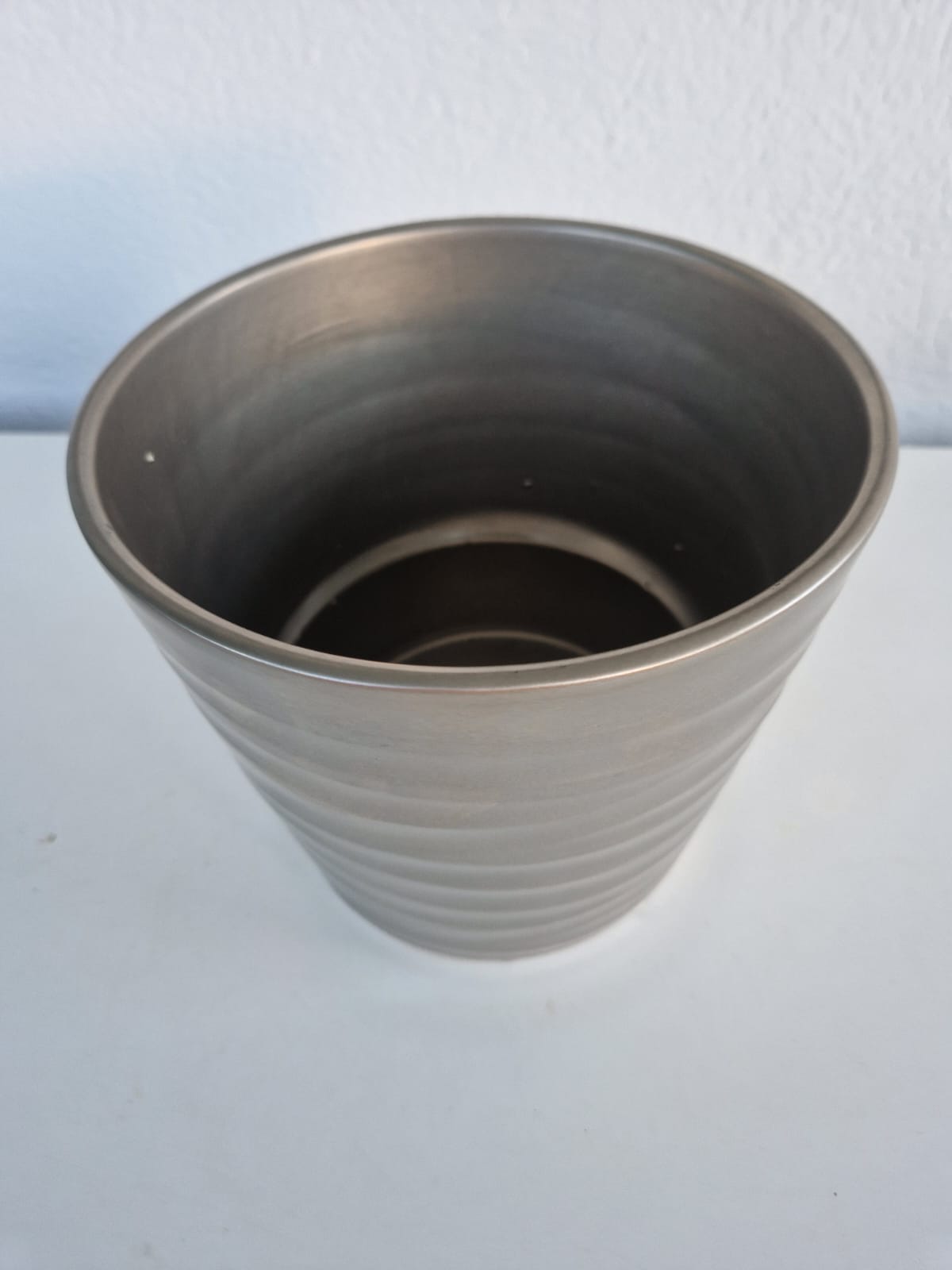 Vaso in ceramica argento (platino) - h 17,5 cm