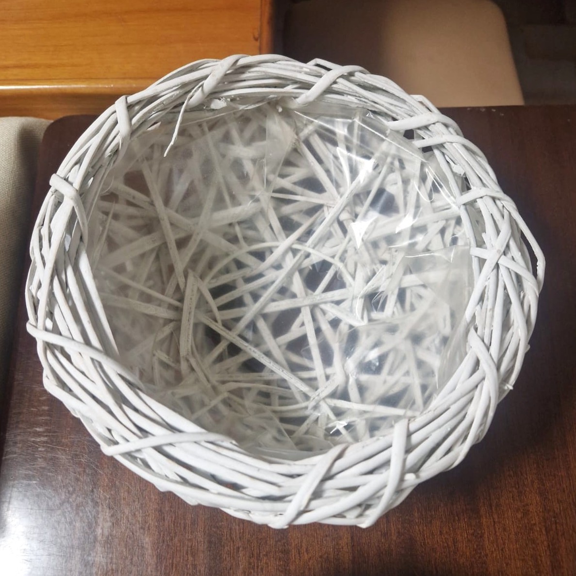 Cestino tondo in vimini bianco
