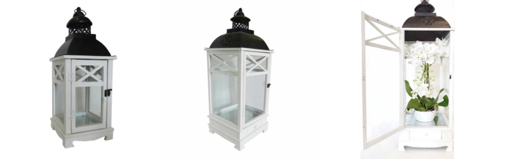 lanterne in legno bianco per arredare casa e giardino